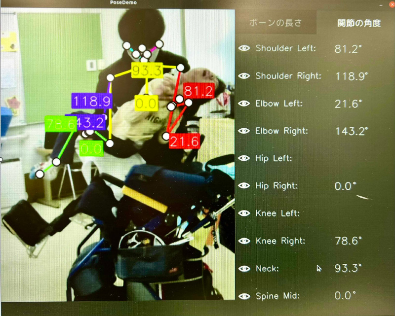 写真：児童・生徒への介助動作の分析中